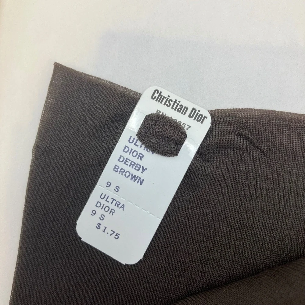 Vintage Christian Dior Les Bas Ultra‎ Derby Brown Nylon Stockings 9 S New READ